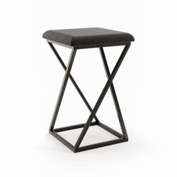 Banqueta Z Baixa 48cm com Armação de Metal Preto Estofado Preto - 2