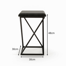 Banqueta Z Baixa 48cm com Armação de Metal Preto Estofado Preto - 4