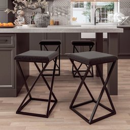 Banqueta Z Baixa 48cm com Armação de Metal Preto Estofado Preto - 1