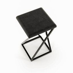 Banqueta Z Baixa 48cm com Armação de Metal Preto Estofado Preto - 3
