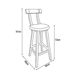 Banqueta de Madeira Girafa com Encosto Natural - 4