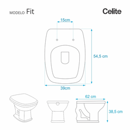 Tampa De Vaso Sanitário Laqueado Fit / Versato Celite Preto - 5