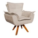 Ver imagem 1 de Poltrona Giratória Opala Suede Base Madeira Mm30 - Bege