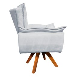 Poltrona Giratória Opala Suede Base Madeira Mm30 - Cinza - 3