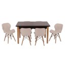 Ver imagem 1 de Conjunto Mesa de Jantar Juliette Preta 135cm com 6 Cadeiras Slim - Nude
