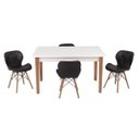 Ver imagem 1 de Conjunto Mesa de Jantar Juliette Branca 135cm com 4 Cadeiras Slim - Preta