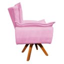 Ver imagem 3 de Poltrona Giratória Opala Suede Base Madeira Mm30 - Rosa Bebê