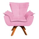 Ver imagem 2 de Poltrona Giratória Opala Suede Base Madeira Mm30 - Rosa Bebê