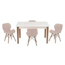 Ver imagem 1 de Conjunto Mesa de Jantar Juliette Branca 135cm com 4 Cadeiras Slim - Nude