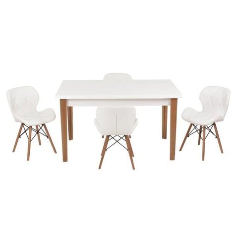 Conjunto Mesa de Jantar Juliette Branca 135cm com 4 Cadeiras Slim - Branca