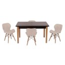 Ver imagem 1 de Conjunto Mesa de Jantar Juliette Preta 135cm com 4 Cadeiras Slim - Nude