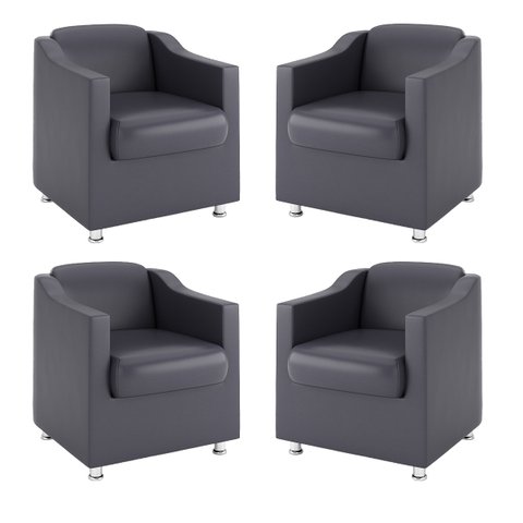 Kit 4 Poltronas Tilla para Salão de Beleza – Balaqui Decor Cor:Courino Cinza