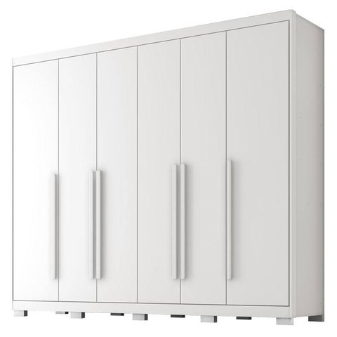 Guarda Roupa Casal Platinium 6 Portas 6 Gavetas Branco Absoluto Semi Fosco - Zanzini