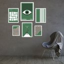 Ver imagem 1 de Composição 6 Quadros Artes Bauhaus Verde e Branco:moldura Branca