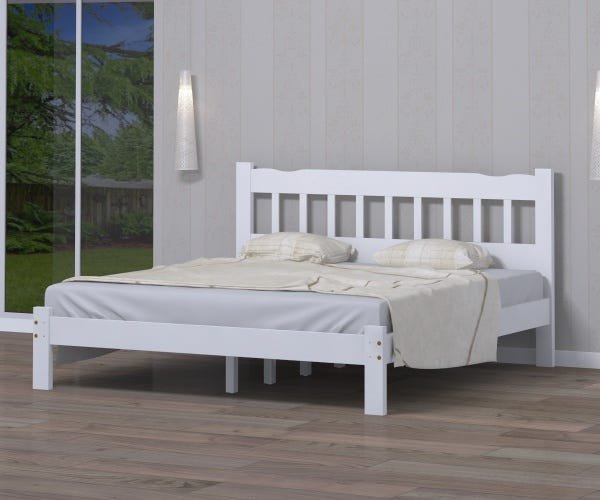 Cama King Size Madeira Reforçada Perola Cor Branco