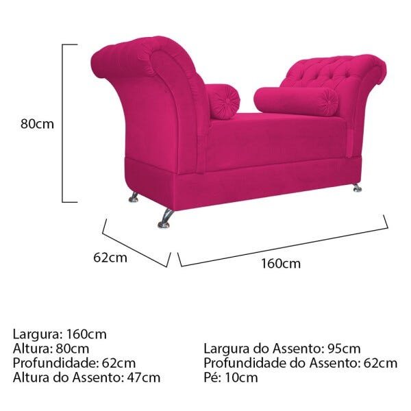 Recamier Taty Queen Size 1,60M Suede Pink - Doce Sonho Móveis - 4