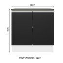 Ver imagem 3 de Balcão Armário de Cozinha 100% MDF 80 cm 2 Portas Branco/Preto Acordes Madesa