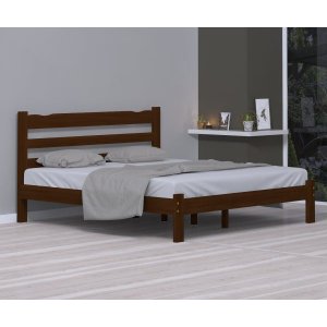 Cama King Size Madeira Reforçada Cor Castanho