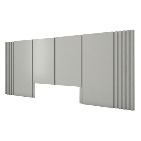 Cabeceira Cama Casal Ripada 2,70m Prt 100% Mdf Casa Lar Cor:prata