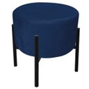 Ver imagem 2 de Kit 2 Puffs Iron Suede Base Preto Palito D’Rossi - Azul Marinho