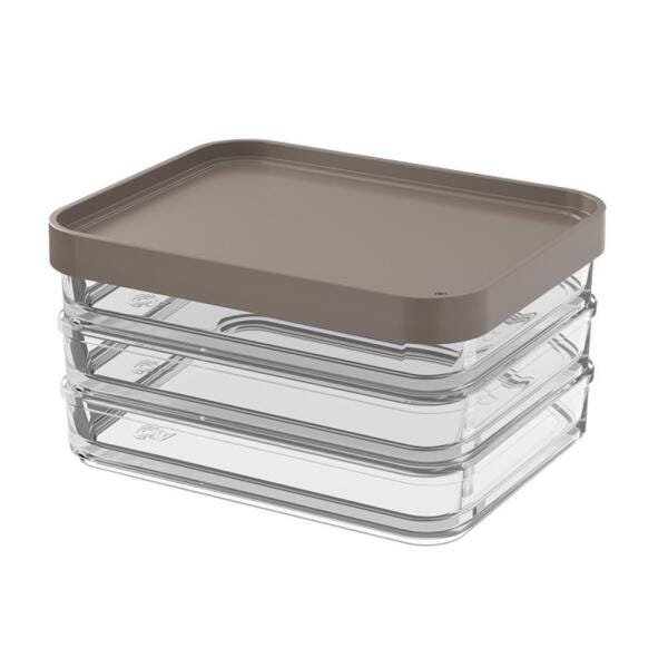 Pote Clear Trio Modular 840Ml 13,1X16,7X8,5Cm Cinza Brinox