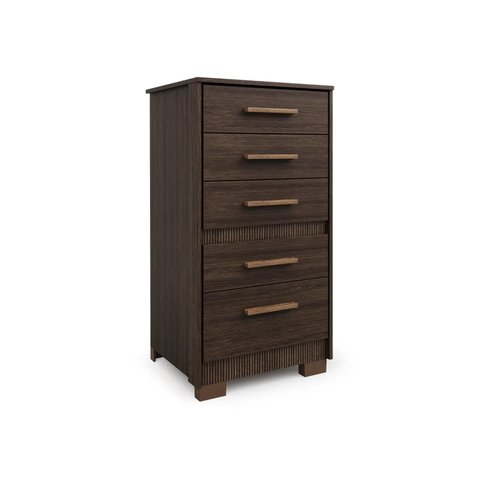 Cômoda Moderna Reforçada Compacta Marrom com 5 Gavetas Espaçosa Luxo Pry