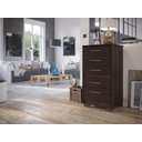 Ver imagem 2 de Cômoda Moderna Reforçada Compacta Marrom com 5 Gavetas Espaçosa Luxo Pry