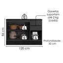 Ver imagem 3 de Balcao com Tampo 120 cm 3 Portas 2 Gavetas Etna Grafite Poliman