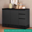 Ver imagem 2 de Balcao com Tampo 120 cm 3 Portas 2 Gavetas Etna Grafite Poliman