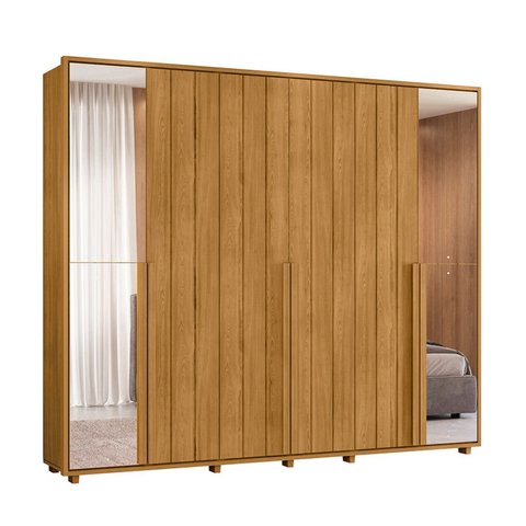 Guarda Roupas Casal 6 Portas 2 Espelhos 278cm Volpi 100% Mdf Linha Espazzo Madetec