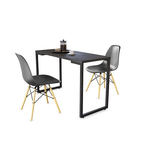 Mesa de Cozinha Porto Preto 120 cm com 02 Cadeira Eiffel Preto - D’Rossi