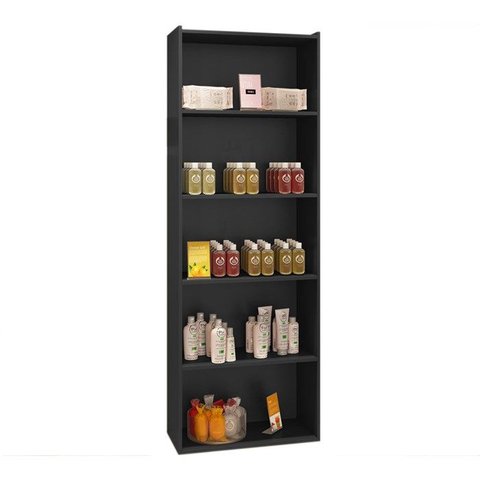 Estante Livreiro para Livros Prateleiras Luiza 60cm MDP Preto Fosco Sala Escritório