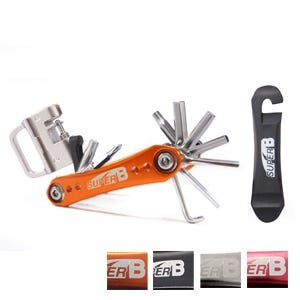 Outil Multifonction SUPER B 18 Fonctions - Coupe-chaîne Vélo Inclus - TB-FD20-Orange