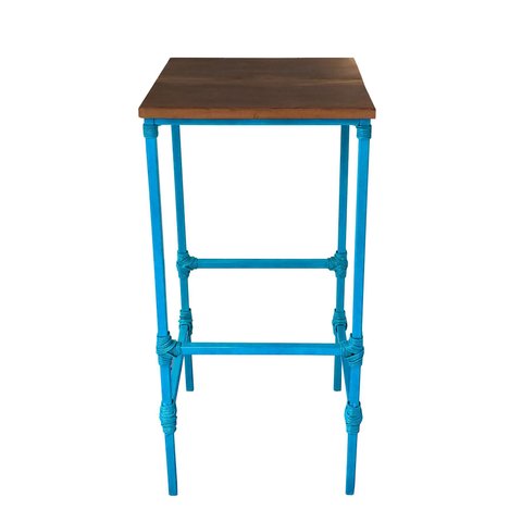 Banco de Ferro Liso Artesanal Simples para Balcão Alto de Bar Libertas Rosas Artesanato Banqueta Sim