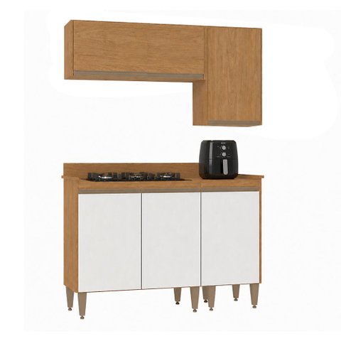 Kit Cozinha Modulada Paris 6 Portas com Balcão para Cooktop Freijó/Branco