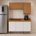 Ver imagem 2 de Kit Cozinha Modulada Paris 6 Portas com Balcão para Cooktop Freijó/Branco
