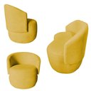 Ver imagem 2 de Kit Namoradeira + 2 Poltronas Decorativa Beatriz Orgânica Couro Amarelo
