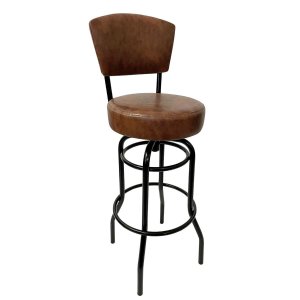 Banqueta Bar com Encosto Giratória Altura 65cm Cor Preta Assento Grosso Confortável Cor Whisky