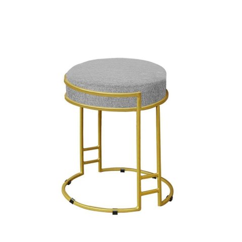 Puff Decorativo Sarah Sala e Recepção Metal Dourado Veludo