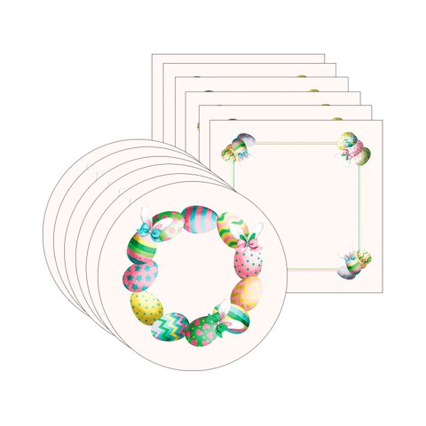 Kit Sousplat + Guardanapo Páscoa Ovos - 6 Peças - sem Base