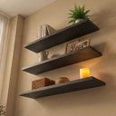 Ver imagem 6 de Kit 3 Prateleiras 60x20cm em Mdp com Suporte Invisível Preto