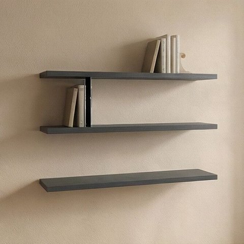Kit 3 Prateleiras 60x20cm em Mdp com Suporte Invisível Preto