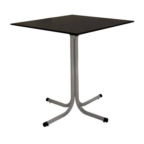 Mesa de Jantar Quadrada 70cm Cinza Tampo Madeira Preto