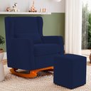 Ver imagem 4 de Poltrona de Amamentação e Descanso Zoe com Base Balanço e Puff Veludo Azul Marinho - Desk Design