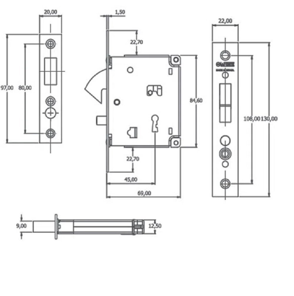 Fechadura 4020 - 45mm Evo Bico Papagaio Interna Lafonte Lafonte Assa Abloy 4020 45mm Evo Cromado - 2