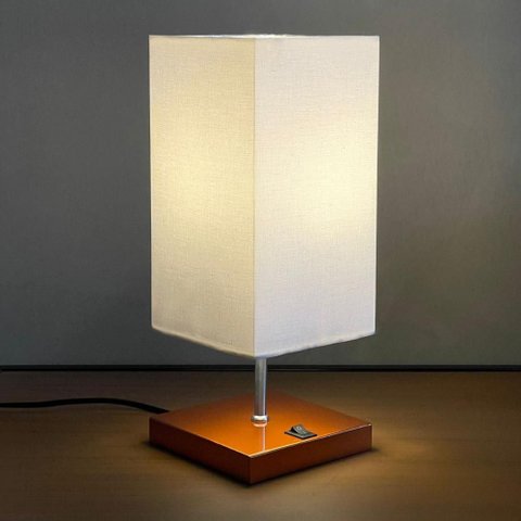 Abajur Luminaria de Mesa Quadrado e Interruptor Ref 49 Decoração Casa Sala Quarto Escritório Moveis