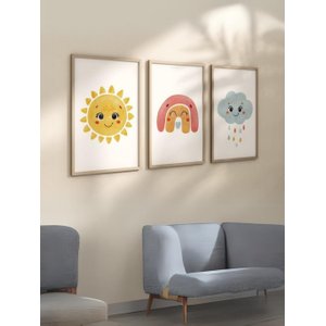 Kit 3 Quadros Decorativos Infantil Arco Iris No9