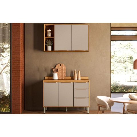 Cozinha Completa 2 Peças Plena CZ471 Cinamon/Nude Demóbile