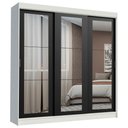 Ver imagem 2 de Guarda-Roupa Casal Madesa Kansas 3 Portas de Correr de Espelho 3 Gavetas Branco/Preto Cor:Branco/Pre