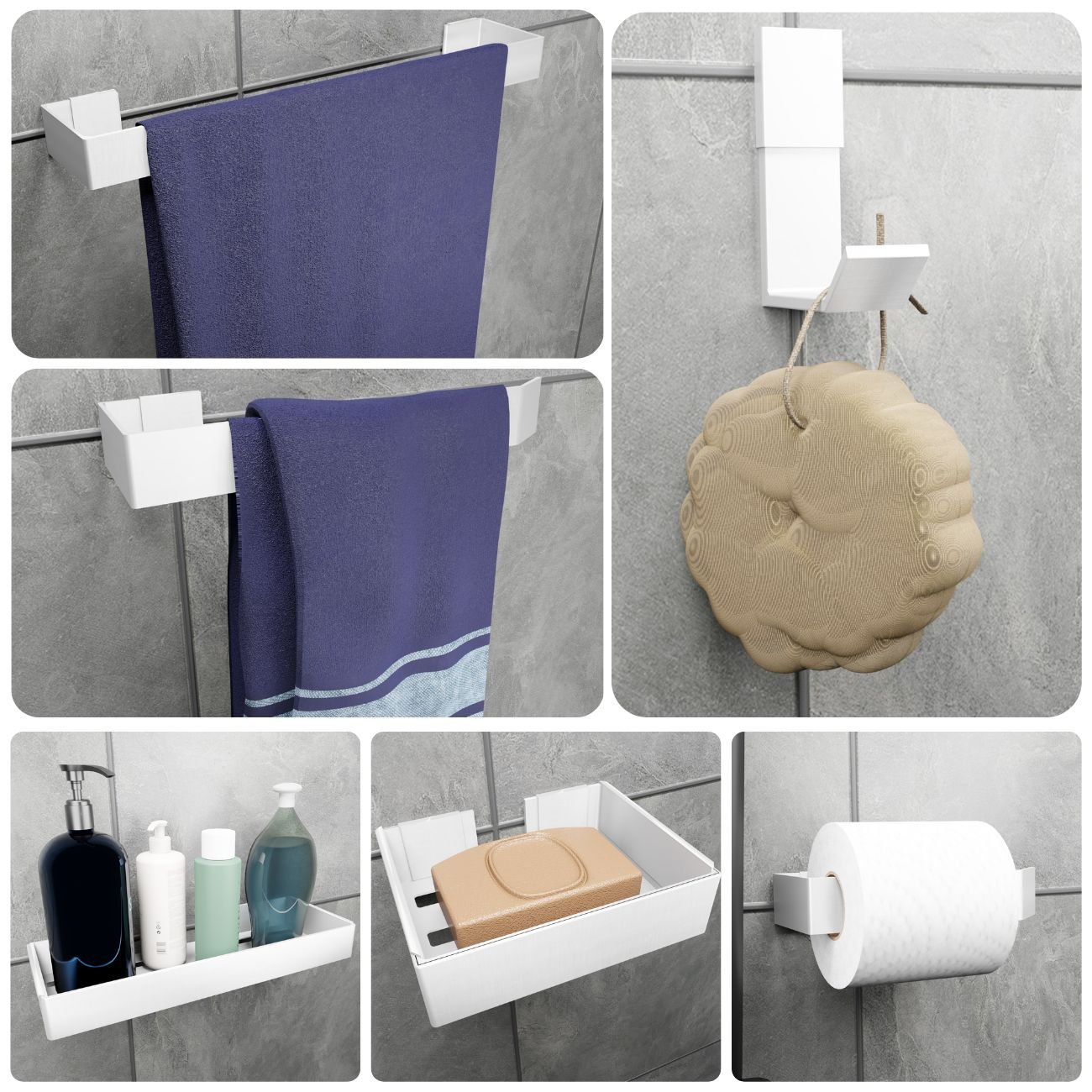 Kit Acessórios Para Banheiro, Lavabo 6 Peças - Branco - 1